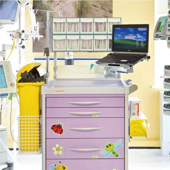 Agile Medical Pediatric Trolley with Garden theme in purple