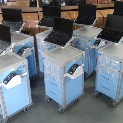 Agile Medical Trolleys / Carts with Laptop Stands and Thermal Printers