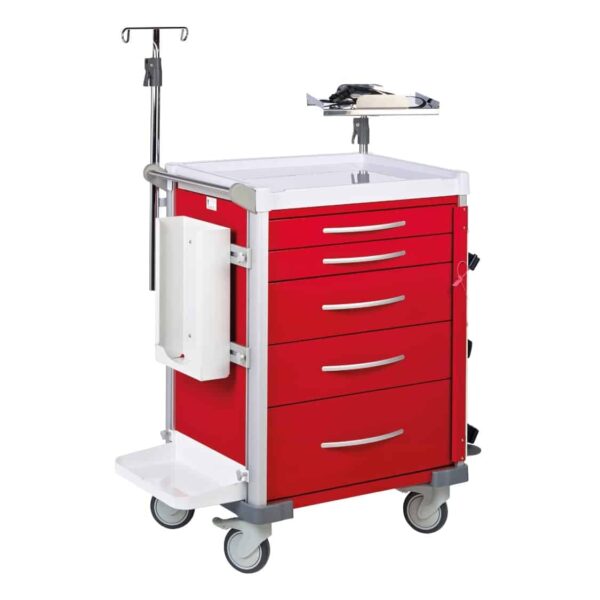 Agile Medical Resuscitation Trolley LX34RES with IV stand, instrument tray and accessories
