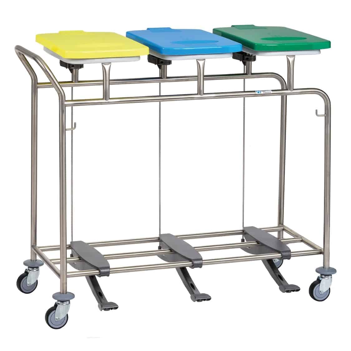 Triple Soiled Linen Trolley with Handle