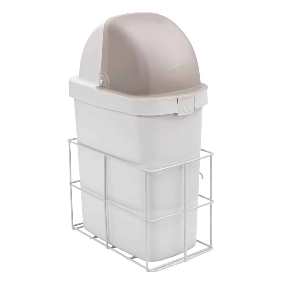 Waste container w/lid & side rail