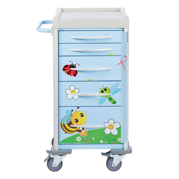 Narrow Paediatric Resuscitation Trolley Garden Theme