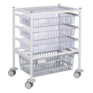 One Section Trolley - 3x Poly Trays, 1x ABS Basket