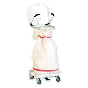Single Soiled Linen Trolley with foot operated lid mechanism