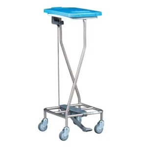 Single Stainless Steel Soiled Linen Trolley with Foot Operation