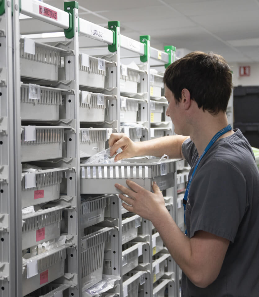 Theatre staff at West Suffolk Hospital using infinity HTM71 storage from Agile Medical