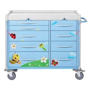 Double Paediatric Resuscitation Trolley - Garden Theme