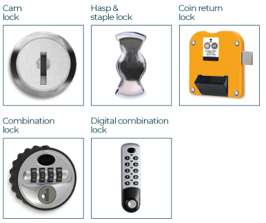 Five lock varieties for Storage Lockers range