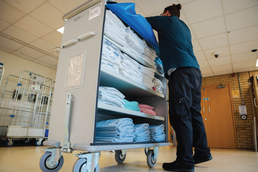 Agile Medical Clean Linen Case Cart in use at Glenfield Hospital, Leicester